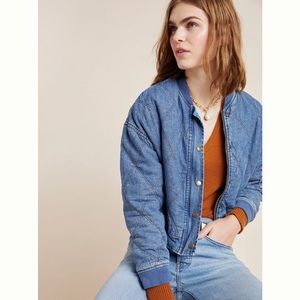 Anthropologie Lindy Quilted Denim Jacket